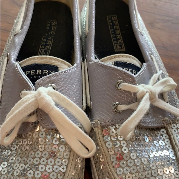 Silver Sequined Sperry Topsiders - Picture 4 of 6